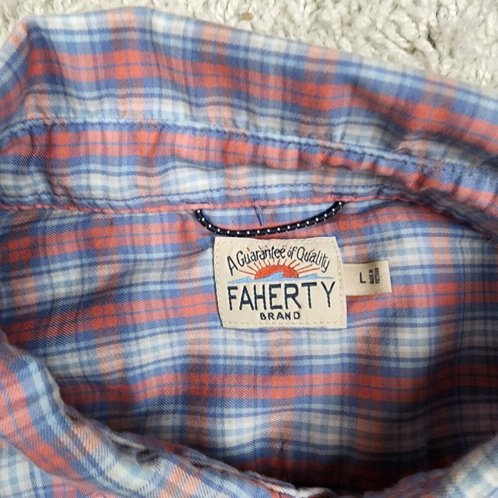 Faherty Huckberry Checkered Plaid Button Shirt Si… - image 3